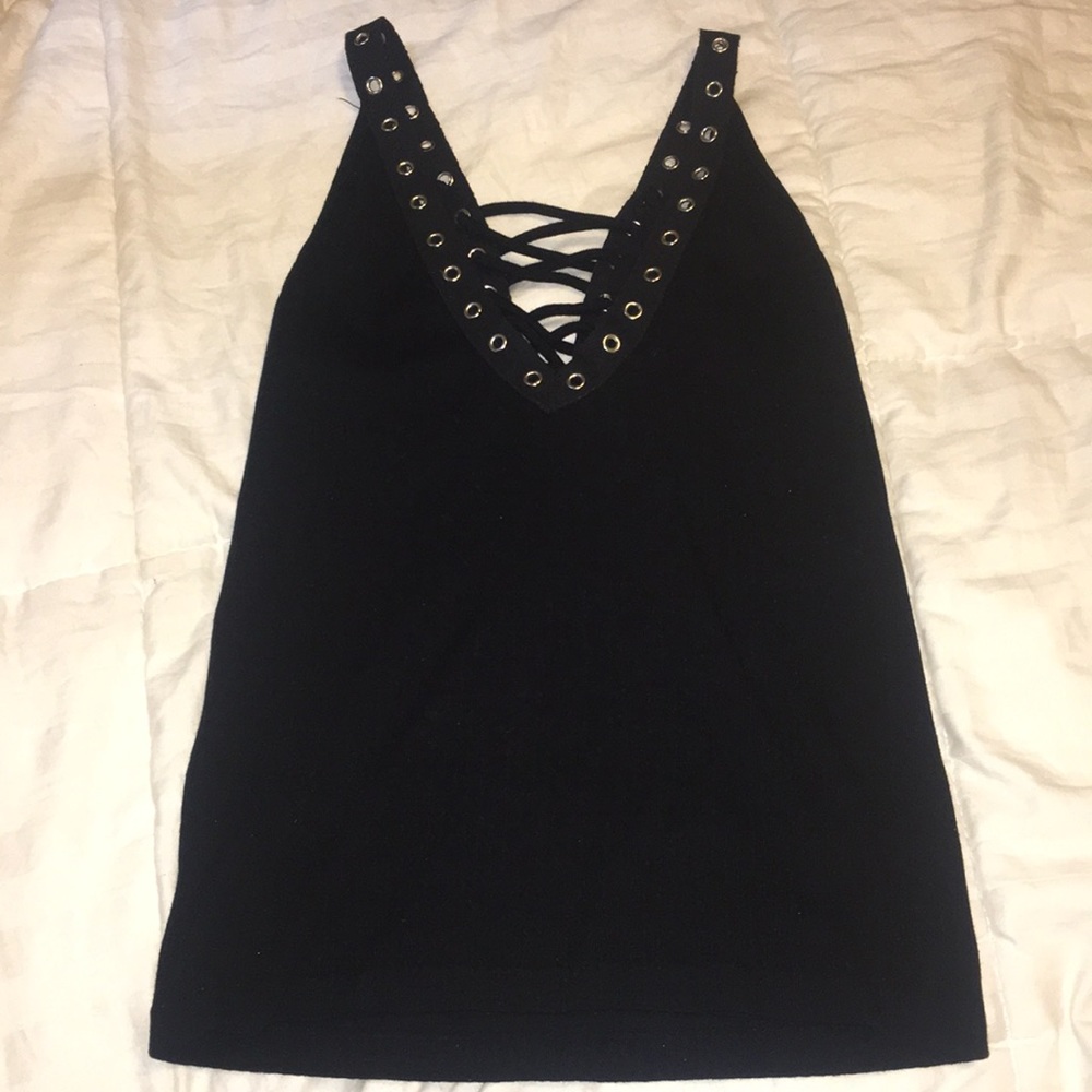 Trendy Ribbed Black Tank